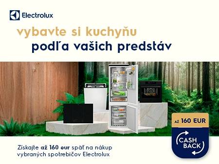 Kúpte spotrebiče Electrolux a získajte až 160 € späť
