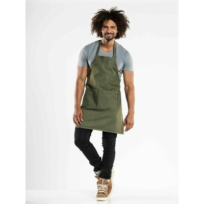 Chaud Devant Kuchářská zástěra s náprsenkou Base Green Denim Green zelená