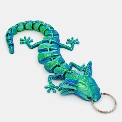 Přívěsek na klíče Svíčkománie3D 3D Flexi Axolotl Modro zelená lesklá
