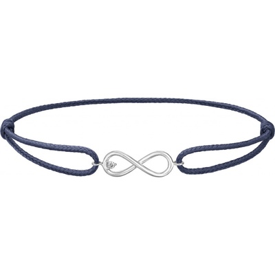 Tiami provázkový náramek Infinity z bílého zlata s diamantem tmavě modrý BIFFW2201