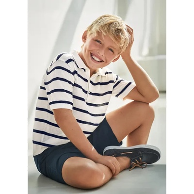 MAYORAL Поло тениска райе с къс ръкав трокотаж бяло-синьо за момче Mayoral