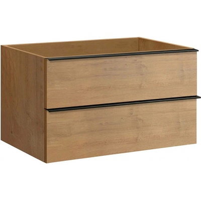 CERANO - Koupelnová skříňka pod umyvadlo s úchytkou Velora - dub medový, černá úchytka - 79x53x46,5 cm