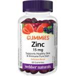 Webber Naturals Имунитет - Цинк (глюконат) Гъми 15 mg, 60 желирани таблетки с плодов вкус (3920 WN)