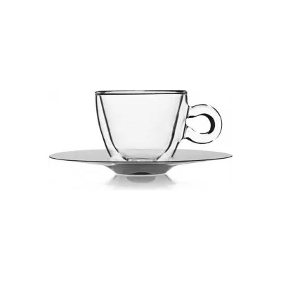 Bormioli Rocco Стъклена двустенна чаша с метална чинийка 165мл DRINK&DESIGN-(10086/01) - Luigi Bormioli (0110502)