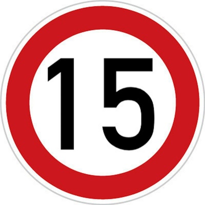 Dopravní značka Nejvyšší dovolená rychlost 15 km DZ B20A/15