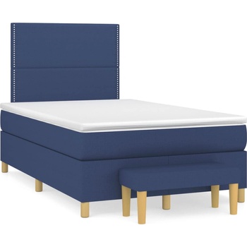 vidaXL Боксспринг легло с матрак, синьо, 120x190 см, плат (3270403)