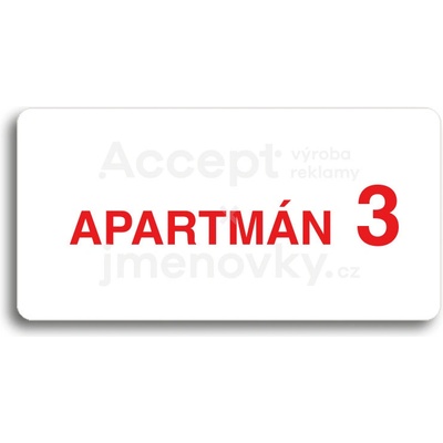 ACCEPT Piktogram APARTMÁN 3 II - bílá tabulka - barevný tisk bez rámečku