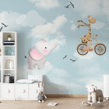 Decono Детски Фототапет Животни на Велосипеди