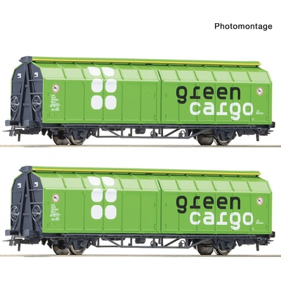 Roco Комплект от две части Вагони с плъзгащи се стени, Green Cargo VI (6600114)