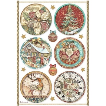 Stamperia Rýžový papír Vánoční obrázky kruhy