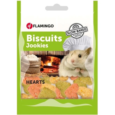 Flamingo Rodents Mix Bisquits - Лакомство за гризачи, вкусен микс бисквити на сърчица, 100 гр