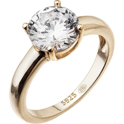 Evolution Group Pozlacený stříbrný prsten s výrazným zirkonem 15012.1