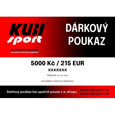 Kubisport Darčekový poukaz v hodnote 5 000 Kč / 215 EUR