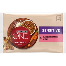 Purina One Adult Mini Sensitive losos ve šťávě 4 x 85 g