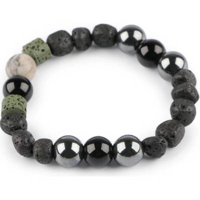 Náramek pružný z minerálů, láva, unisex černá 1 ks