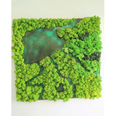 Machový obraz s epoxidom ''krajinka'' 85cm x 85cm