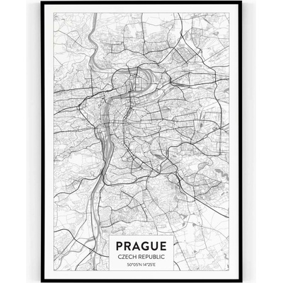 Plakát / Obraz Mapa Praha 30 x 40 cm Napnuté plátno na dřevěném rámu