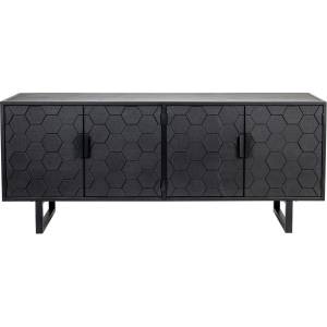 White Label Living Черен нисък скрин от масивен бор 140x58 cm Linc - White Label (4300053)