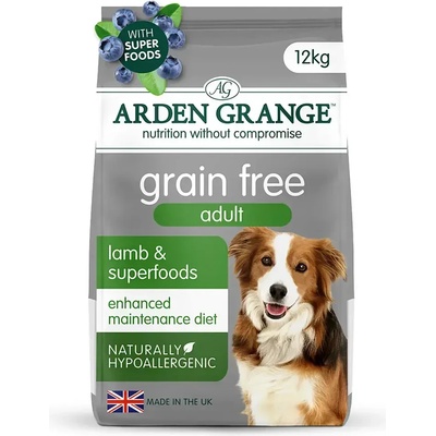 Arden Grange Grain Free Adult - агнешко и супер храни за кучета над 12 месеца, 12кг