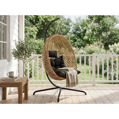 Textilomanie Závěsné křeslo MOLINE s černým stojanem béžové