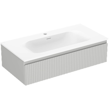 Mexen Rivel шкаф за баня 90 см с мивка Vela, 1 чекмедже, оребрен, сив мат/бял мат - 91A20-09023-1-BF62-W23M01 (91A20-09023-1-BF62-W23M01)