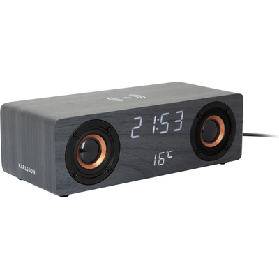 Karlsson Classic BT speaker Будилник с безжично зарядно, Bluetooth високоговорител и радио, черен (KA6059BK)