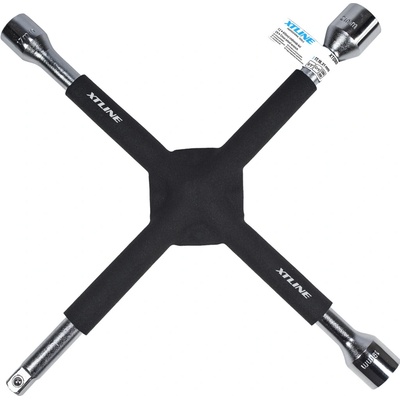 XTline Klíč křížový na kola pogumovaný 1/2", hlavice 17, 19, 21 mm XT090