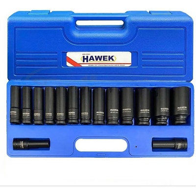 HAWEK Вложки 1/2", шестостен, 10-32 мм, 15 части, hawek hw-2001, ударни, удължени (uni-09319)