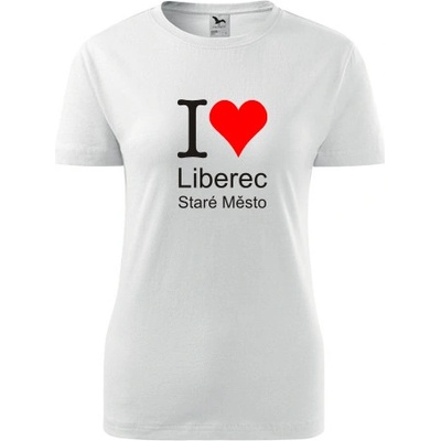 Bílé dámské tričko I love Liberec Staré Město triko Liberec Staré Město