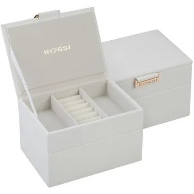 Roura Decoracion Кутия за бижута квадратна с двойно дъно в бял цвят wa10402