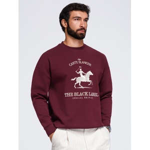 Ombre Clothing Мъжки суитшърт с кръгло деколте и бродерия на предната част - винена V2 OM-SSNZ-0267 Ombre Clothing Ombre Clothing | Cherven | МЪЖЕ | M
