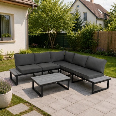 Furnigo Zahradní kovový set Malaga černý/antracit podušky