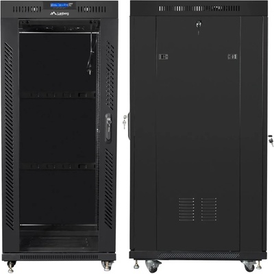 Lanberg Комуникационен шкаф Lanberg 19 27U (600x800), Свободно стоящ, LCD панел, Черен | FF01-6827-12BL (FF01-6827-12BL)