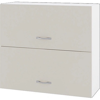 ИРИМ Горен шкаф с две хоризонтални врати Сити БС-12 бяло гладко / сатен 80 см