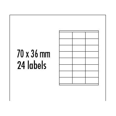 Logo etikety 70mm x 36mm, A4, matné, žlté, 24 etikety, balené po 10 ks, pre atramentové a laserové tlačiarne