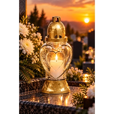 Trend STREND PRO Náhrobný kahanec HEART 28h 25.5cm zlatý