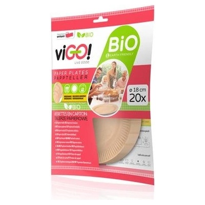VIGO BIO papírový tanier VIGO! 18cm hnedý