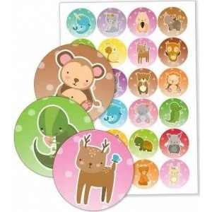 LearnHow Cabinet stickers - Pets with background 40mm 24pcs