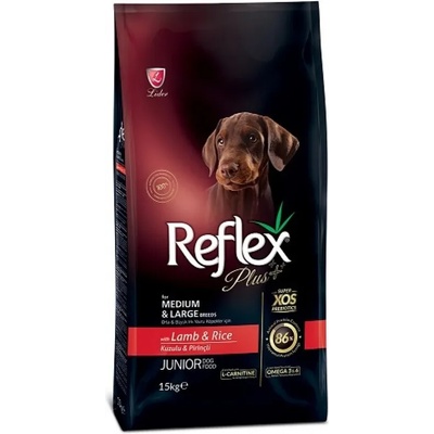 Reflex Plus Junior Medium & Large Breeds Lamb and Rice - Пълоценна храна за подрастващи кучета с агнешко и ориз от средни и едри породи 15 кг