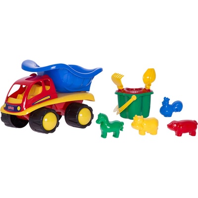 HEMAR КАМИОН hemar С КОФА И ФИГУРКИ ЗА ПЯСЪК 33 СМ