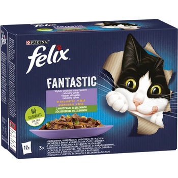 Felix Fantastic lahodný výber so zeleninou v želé s hovädzím kuraťom lososom a pstruhom 12 x 85 g