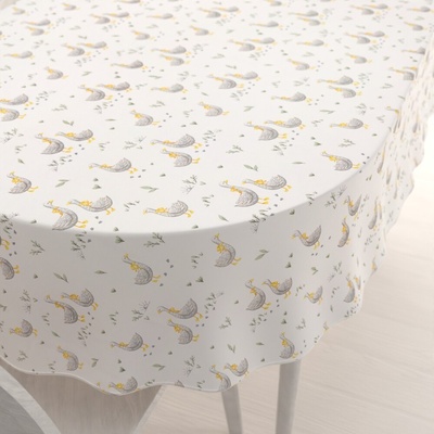 Biante Detský bavlna oválny obrus Sandra SA-585 Sivé husičky na bielom 50x100 cm