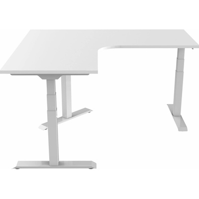 Delso Rohový výškovo nastaviteľný stôl Shaper 140 x 140 cm biela / biela