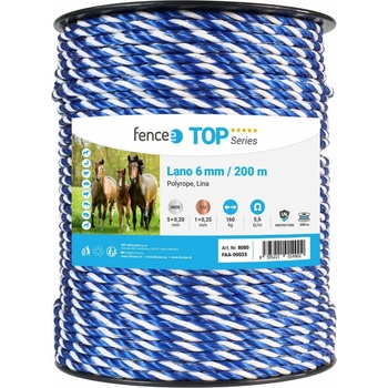 fencee lano pro elektrický ohradník, průměr 6 mm, modro-bílé