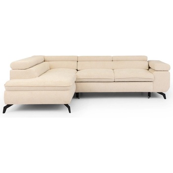 ROPEZ Кремав шенилов ъглов диван (ляв ъгъл L форма) Marbeya - Ropez (Marbeya Narożnik L z f.spania - Lewa OT Misterio 4 ( Davis ) Czarny Mat)