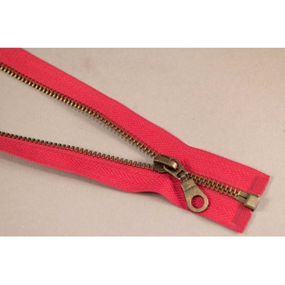 Deliteľný kovový starokovový zips č.5 viac farieb - dĺžka (30 - 100 cm) 40 cm červená