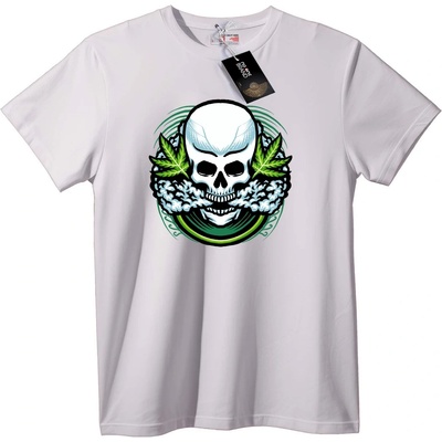 NOONEBRAND Тениска Череп и Зелени Листа - XL, Black