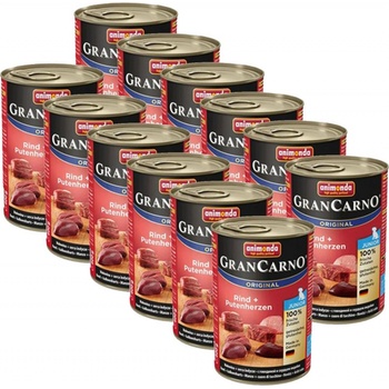 Animonda Gran Carno Original Junior hovädzie mäso a morčacie srdcia 12 x 400 g
