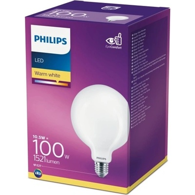 Philips LED globe Classic G125 10.5W/100W E27 2700K 1521lm NonDim 15Y