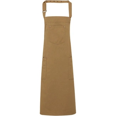 Premier Workwear Bavlnená dlhá chino zástera za krk PR132 Khaki Pantone 7503 72 x 86 cm